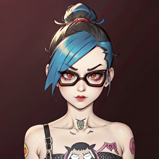evang, Punk rock female Frankenstein with neck tattoos, extremely detailed, Artstation_82724.png